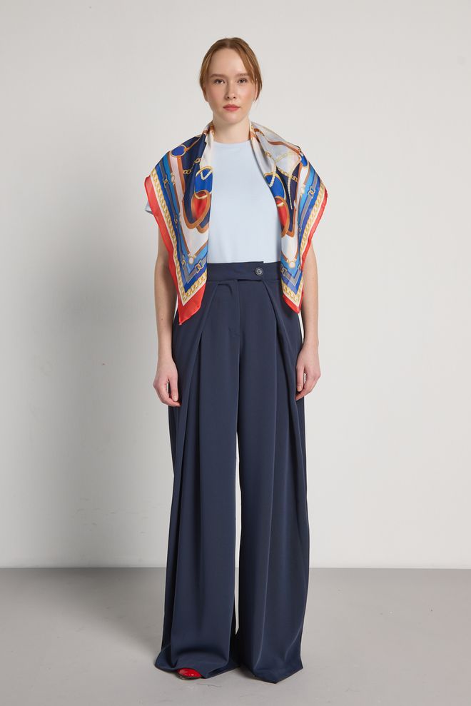 First Angels Navy Blue Palazzo Pants Wholesale Clothing Work