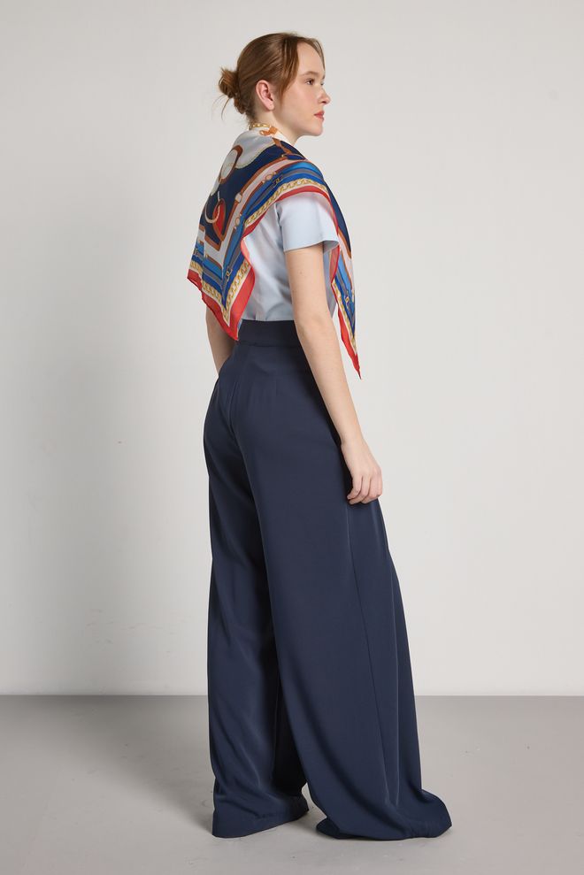 First Angels Navy Blue Palazzo Pants Wholesale Clothing Summer