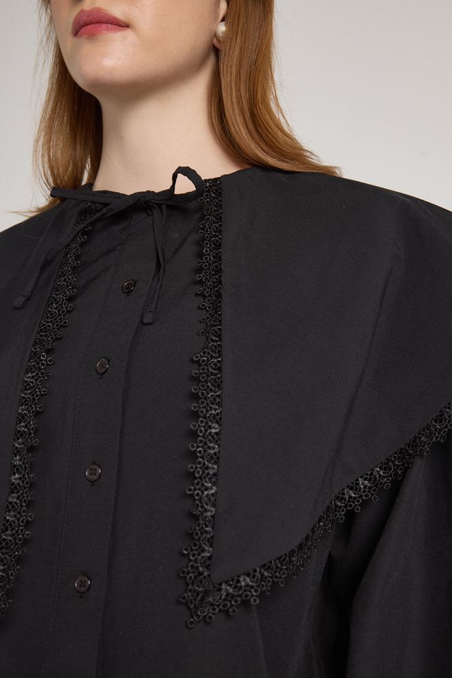 First Angels Camisa Preta Elegante Com Fecho De Botões Roupas por atacado Casual