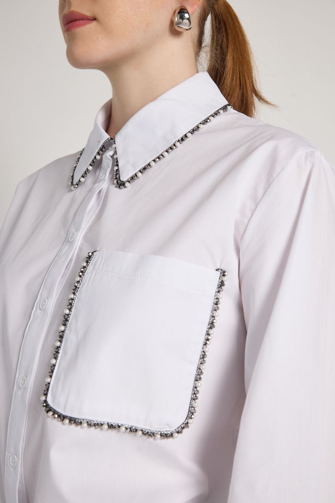 First Angels Chemise Blanche Avec Col En V Et Fermeture Boutonnée Vêtements en gros Travail