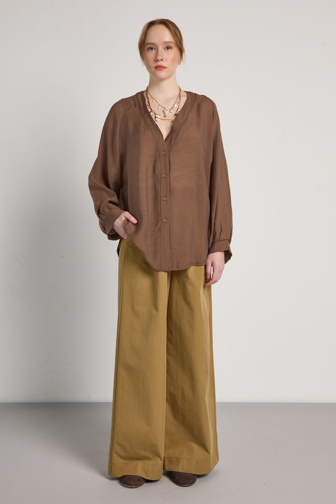 First Angels Camisa Castanha Casual Elegante Roupas por atacado Casual