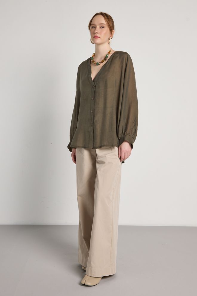 First Angels Chemise Brun Décontractée Élégante Modeste Formel Vêtements en gros Lounge