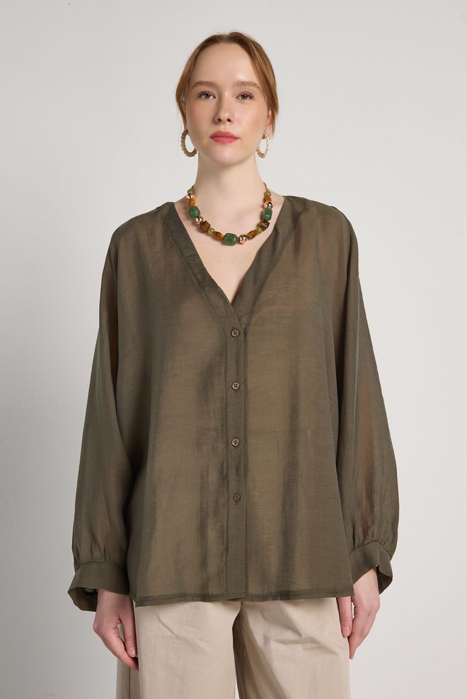 First Angels Chemise Brun Décontractée Élégante Modeste Formel Vêtements en gros Été