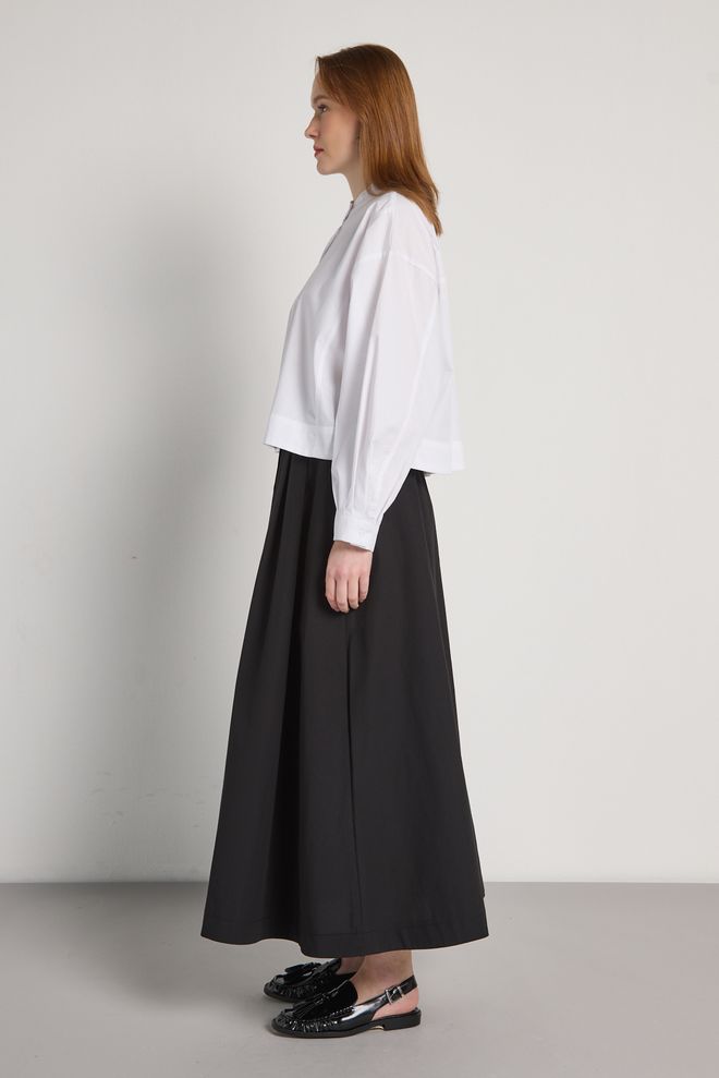 First Angels Fustă Neagră Modestă Elegantă Plisată Maxi Cu Talie Medie Îmbrăcăminte cu ridicata Lejer