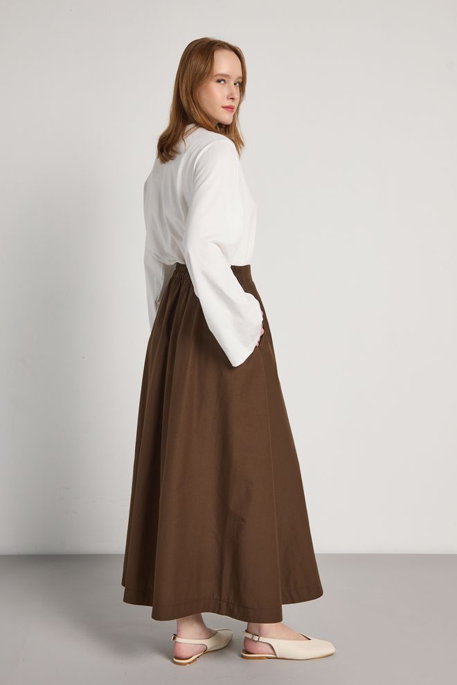 First Angels Fustă Maro Tip A Maxi Cu Talie Înaltă Îmbrăcăminte cu ridicata Lejer