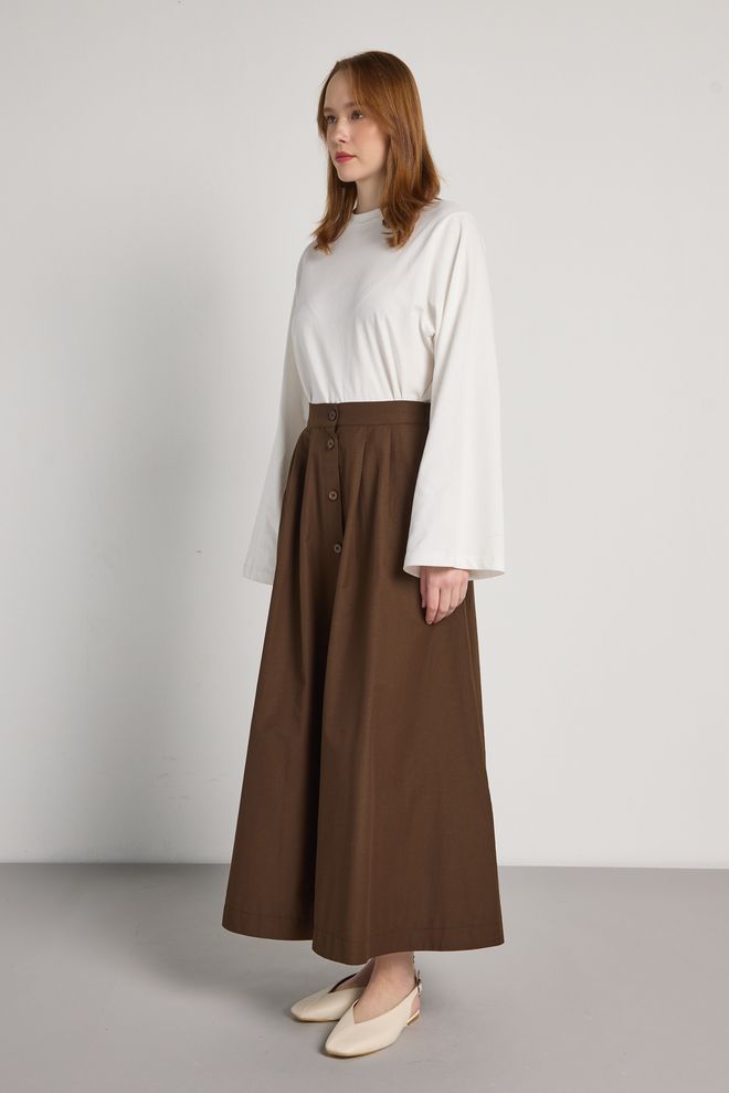 First Angels Fustă Maro Tip A Maxi Cu Talie Înaltă Îmbrăcăminte cu ridicata Vară