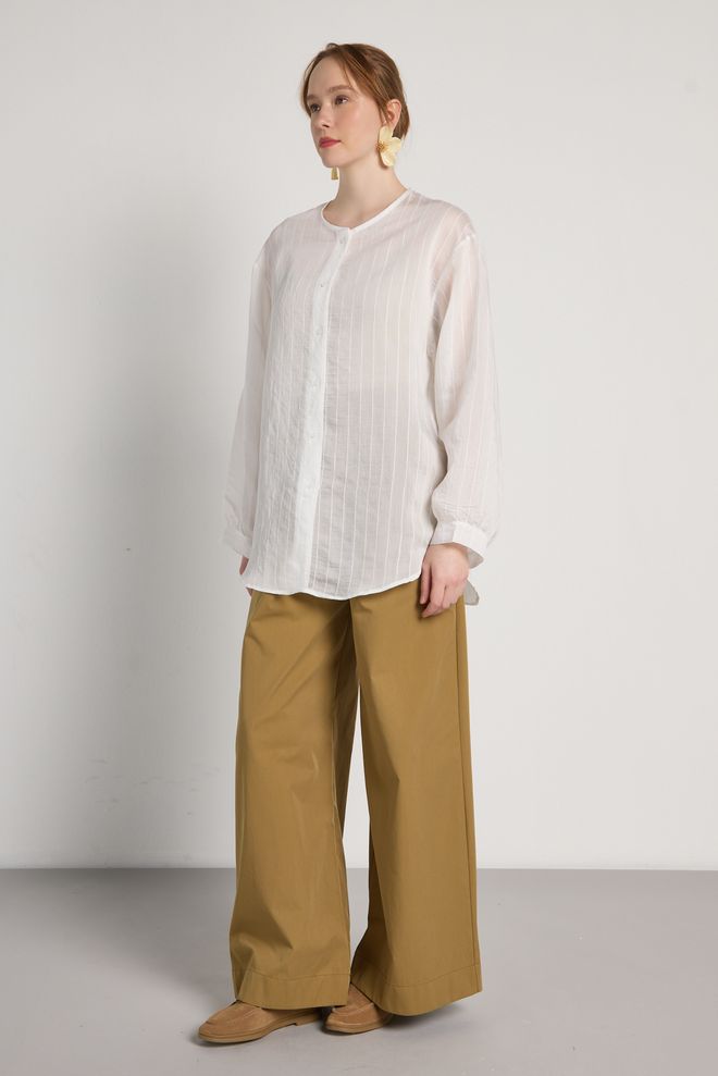 First Angels Ασπρο Ριγέ Casual Πουκάμισο Με Κουμπιά Χονδρικό εμπόριο ενδυμάτων Απλό