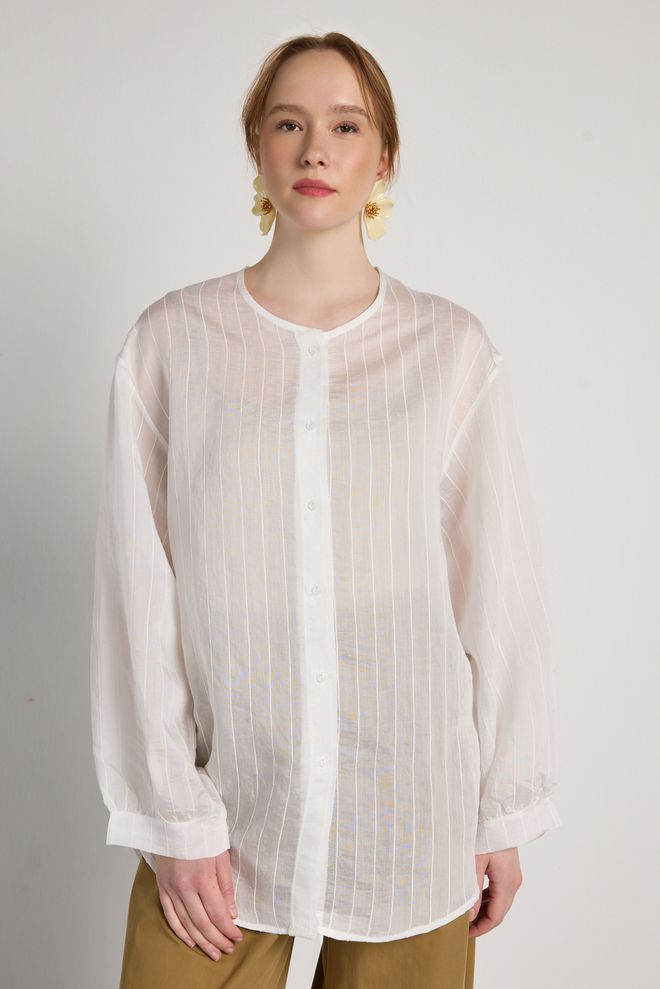 First Angels White Striped Casual Shirt With Buttoned Closure Wholesale Clothing Summer