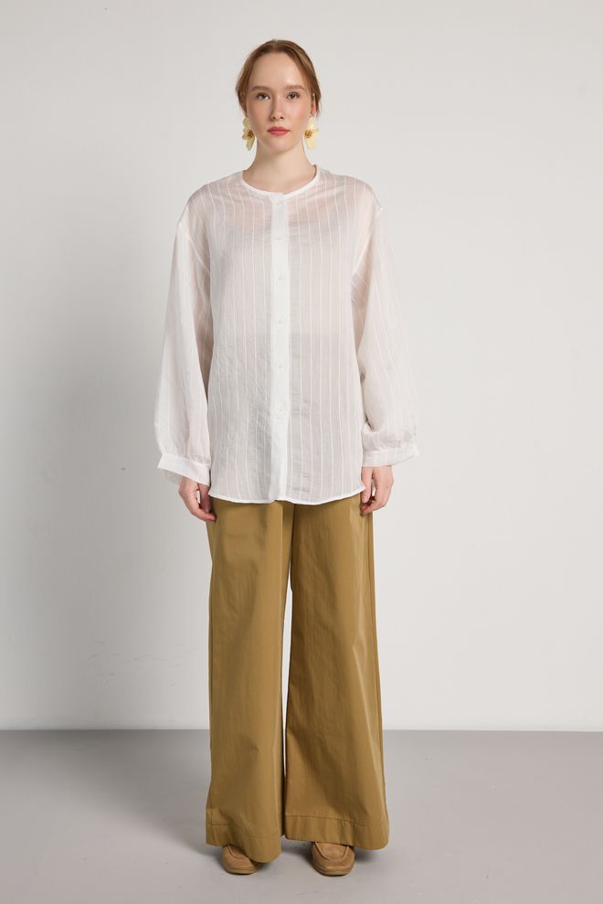 First Angels White Striped Casual Shirt With Buttoned Closure Wholesale Clothing Casual