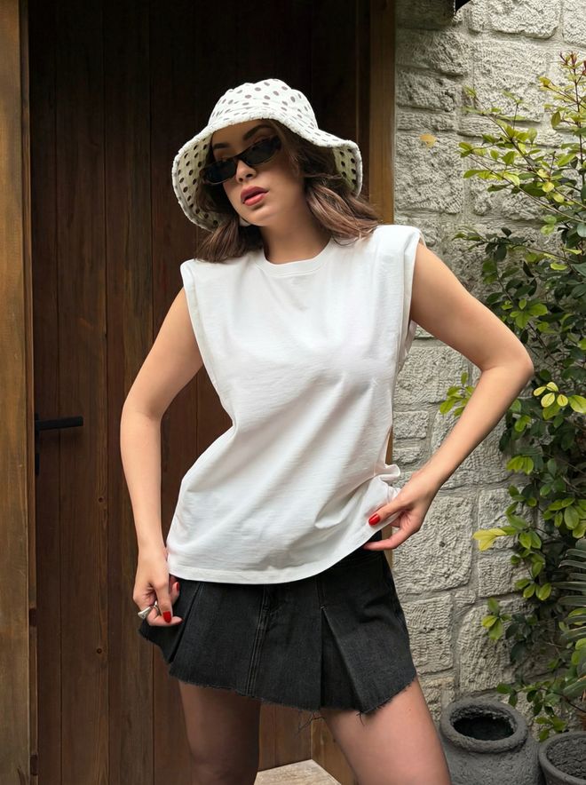 First Angels Ecru Gewatteerde Katoenen Blouse Voor Dames Groothandel Kleding 0