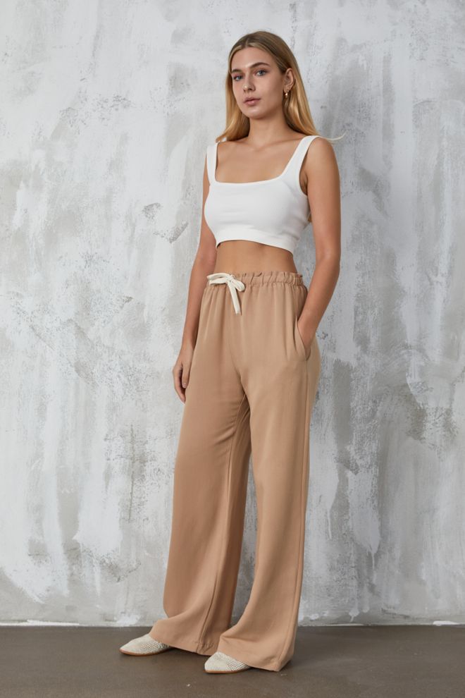 First Angels Pantaloni Largi Din In Camel Îmbrăcăminte cu ridicata Casual