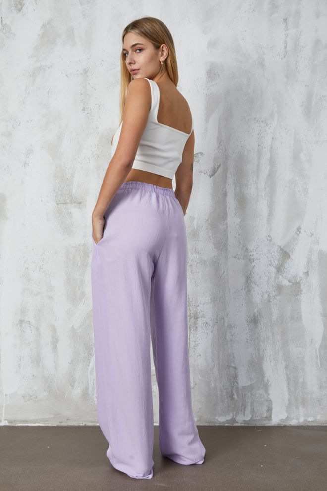 First Angels Lilac Linen Loose Trousers Wholesale Clothing Summer