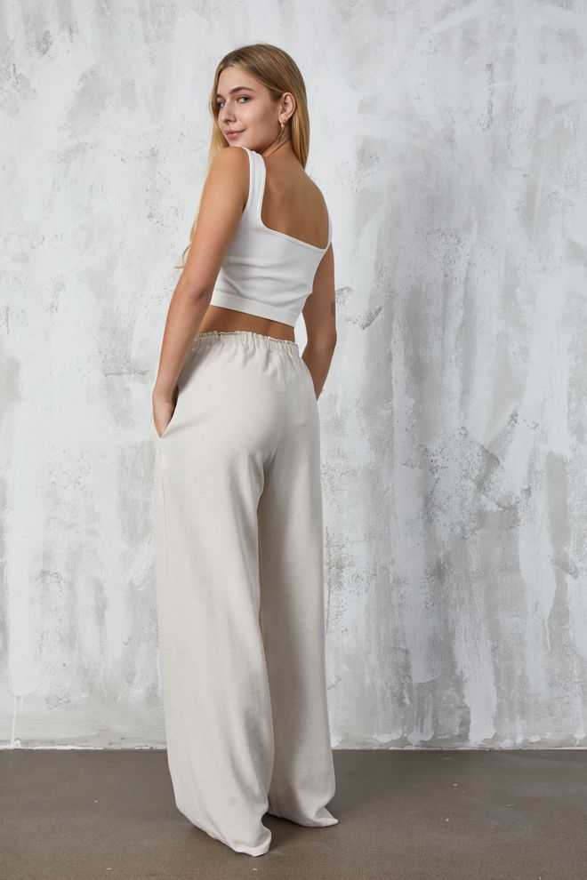 First Angels Natur Keten Bol Pantolon Toptan Giyim Yaz