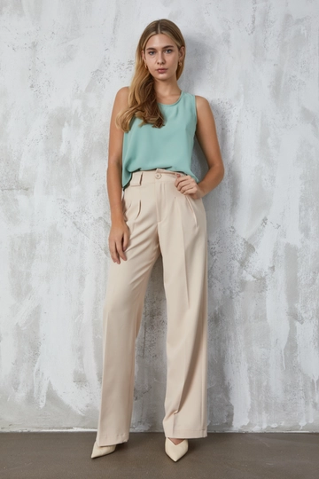 A wholesale clothing model wears  Stone Atlas Fabric Palazzo Trousers
, Turkish wholesale Pants of First Angels