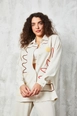A wholesale clothing model wears fan10386-stone-embroidered-shirt, Turkish wholesale  of 