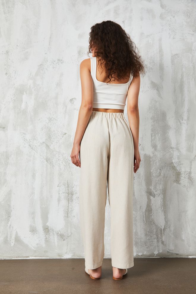 First Angels Natur Linen Trousers Wholesale Clothing Formal