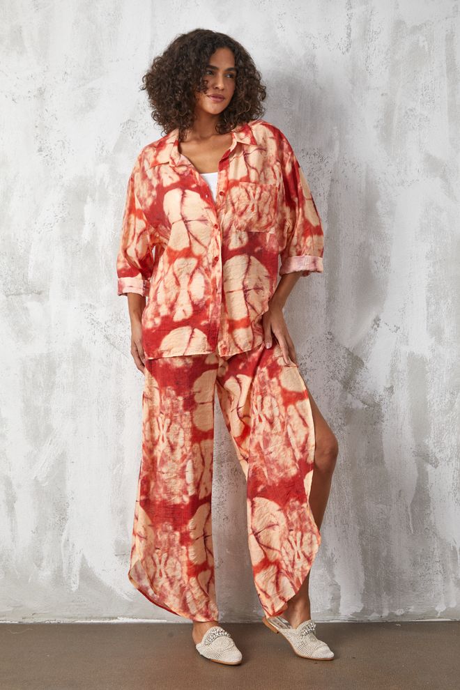 First Angels Голяма Риза С Шарки От Плат Brick Mango Дрехи на едро Пролет