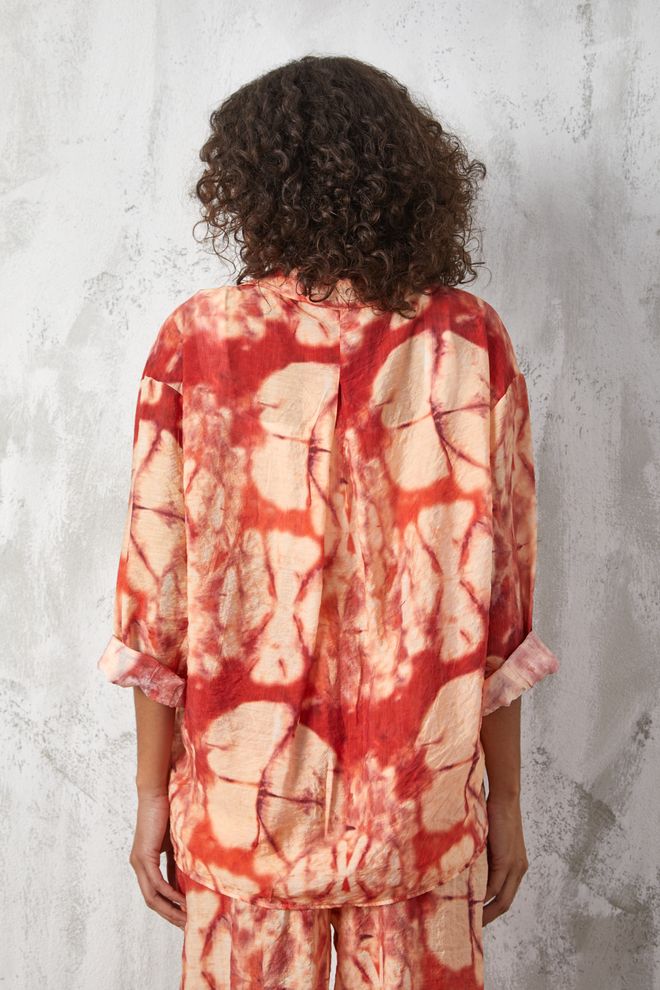 First Angels Голяма Риза С Шарки От Плат Brick Mango Дрехи на едро Вискоза