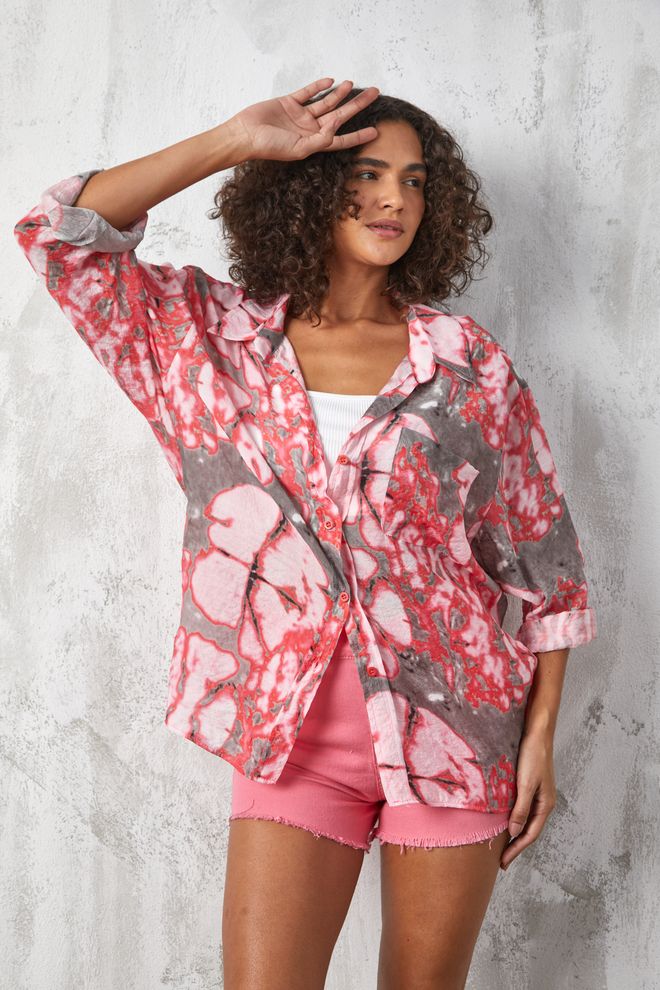 First Angels Chemise Oversize À Motifs En Tissu Rouge Mango Vêtements en gros Décontracté