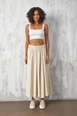 Una modelo de ropa al por mayor lleva fan10546-beige-modal-skirt,  turco al por mayor de 
