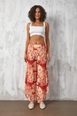 A wholesale clothing model wears fan10511-tile-mango-fabric-patterned-beach-pareo-trousers, Turkish wholesale  of 