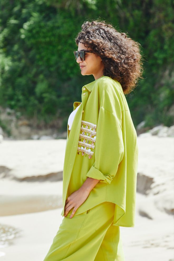 First Angels Льняная Рубашка Оверсайз С Аксессуарами Оптовая продажа одежды 4