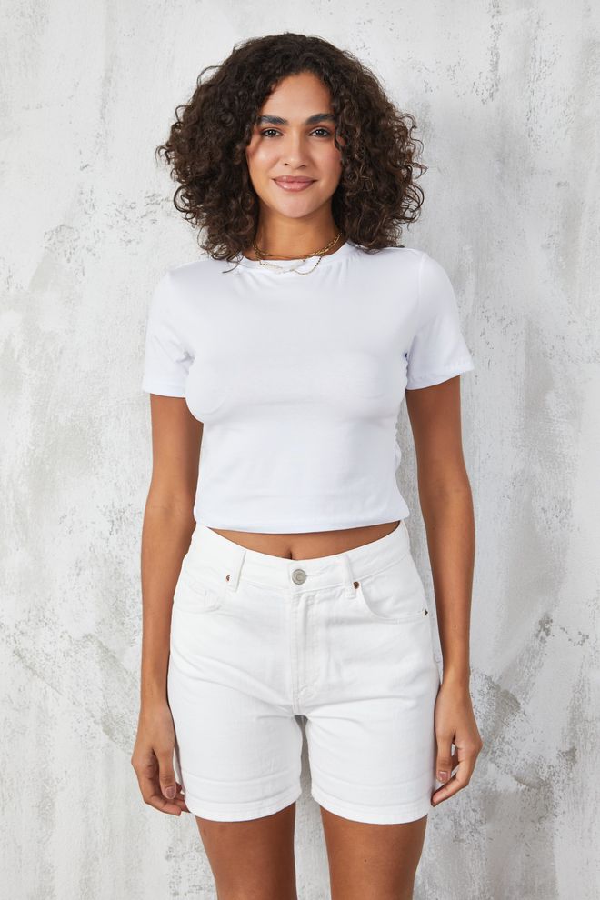 First Angels T shirt Girocollo Corta Bianca Con Arricciatura Laterale Abbigliamento all'ingrosso Casuale