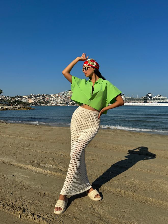 First Angels Camisa Corta Oversize De Algodón De Manga Corta Verde Ropa al por mayor Cumpleaños