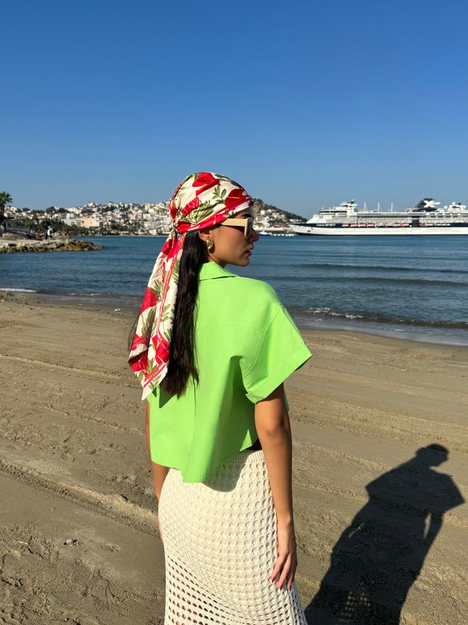 First Angels Camisa Corta Oversize De Algodón De Manga Corta Verde Ropa al por mayor Citas