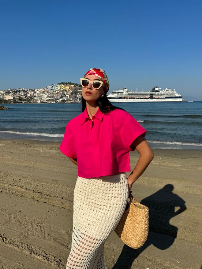 First Angels Camisa Corta Oversize De Algodón Fucsia De Manga Corta Ropa al por mayor Cumpleaños