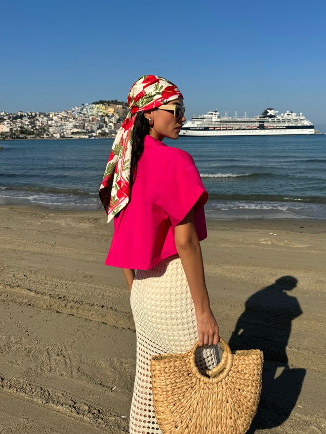 First Angels Camisa Corta Oversize De Algodón Fucsia De Manga Corta Ropa al por mayor Verano