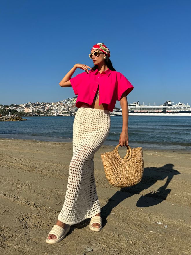 First Angels Camisa Corta Oversize De Algodón Fucsia De Manga Corta Ropa al por mayor Formal