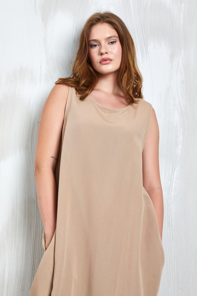 First Angels Платье Camel Linen Bottom Rubber Detail 27310 Оптовая продажа одежды День рождения