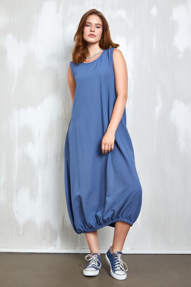 First Angels Платье Indigo Linen Six Rubber Detail 27310 Оптовая продажа одежды Шерсть