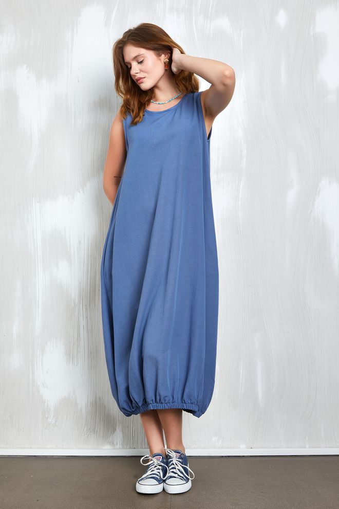 First Angels Платье Indigo Linen Six Rubber Detail 27310 Оптовая продажа одежды День рождения