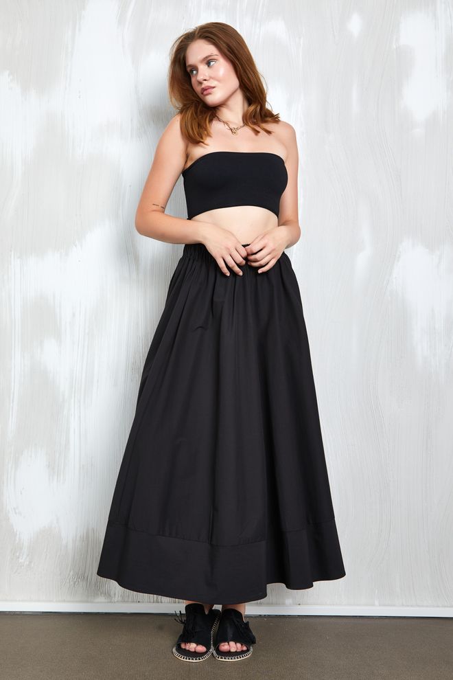 First Angels Gonna Lunga In Popeline Nero Con Elastico In Vita 27321 Abbigliamento all'ingrosso Casuale