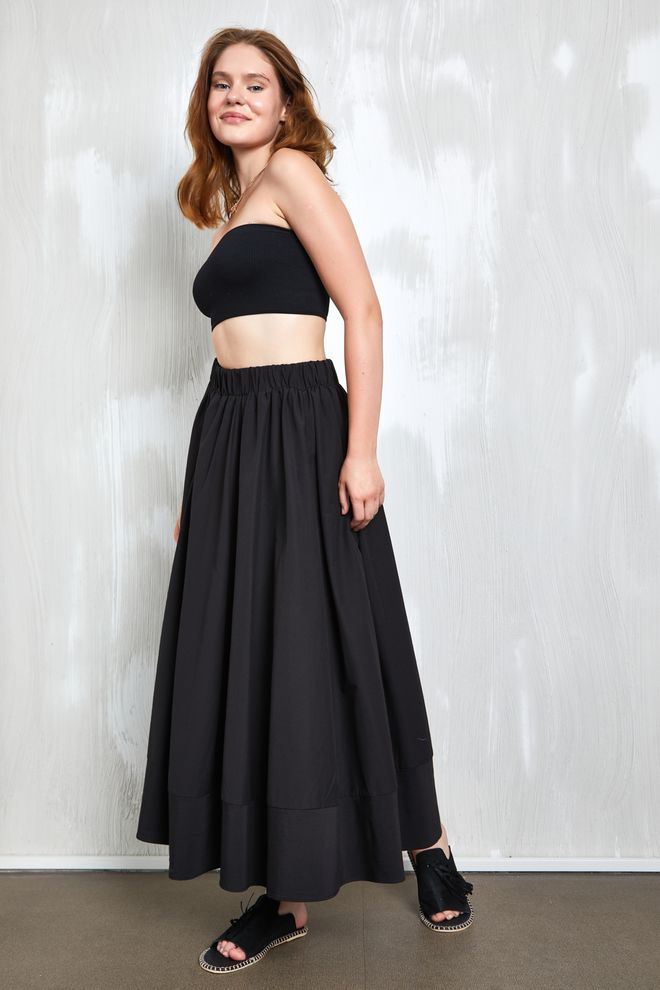 First Angels Gonna Lunga In Popeline Nero Con Elastico In Vita 27321 Abbigliamento all'ingrosso Compleanno