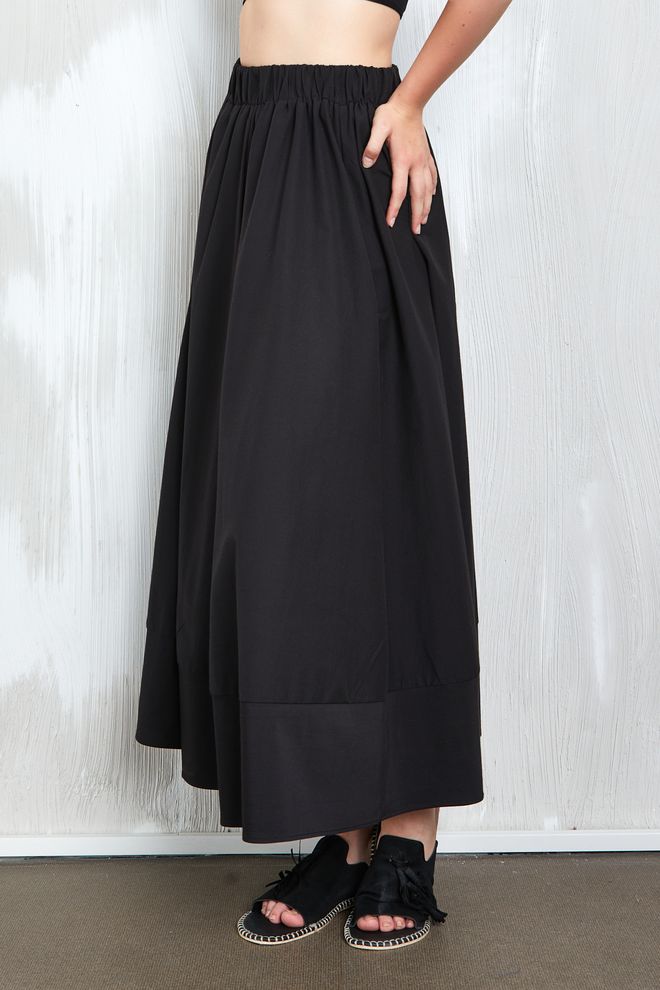 First Angels Gonna Lunga In Popeline Nero Con Elastico In Vita 27321 Abbigliamento all'ingrosso Estate