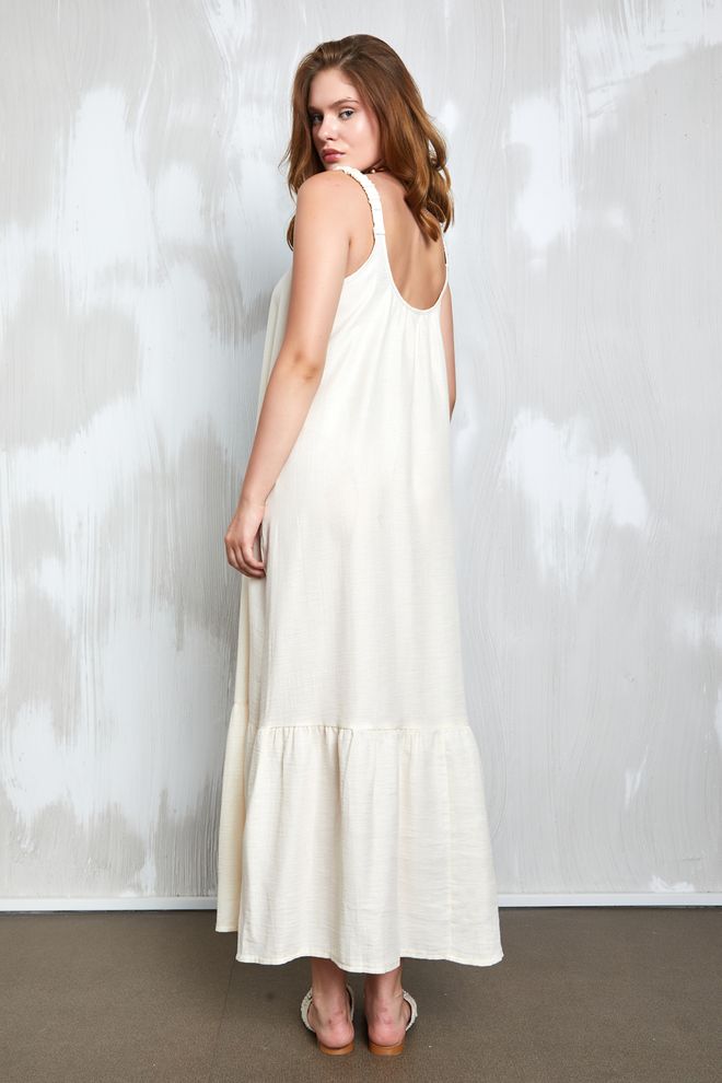 First Angels Vestido Longo Com Tiras Em Tecido Musselina Natur 27361 Roupas por atacado Aniversário