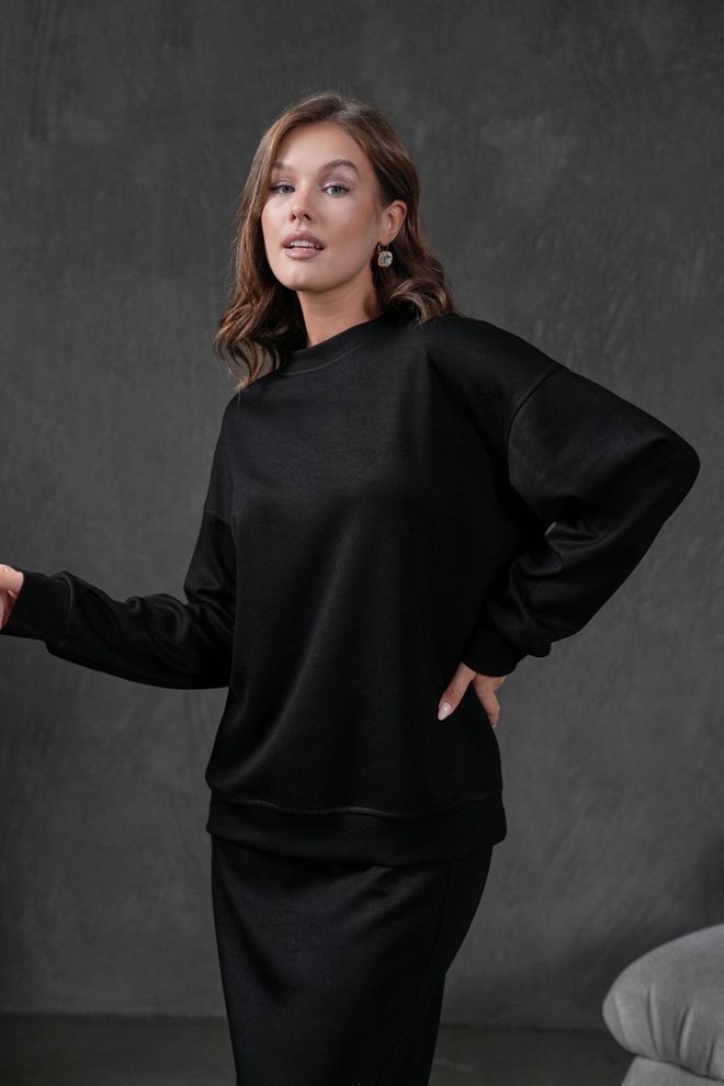 First Angels Crni Modalni Oversize Duks Veleprodaja odjeće Viskoza