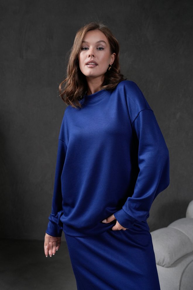 First Angels İndigo Modal Oversize Sweatshirt Toptan Giyim Viskoz