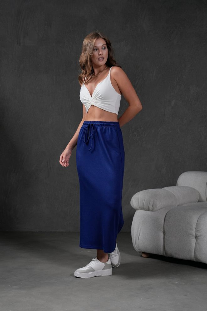 First Angels Indigo Modal Lange Rok Met Elastische Taille En Split 28035 Groothandel Kleding Verjaardag