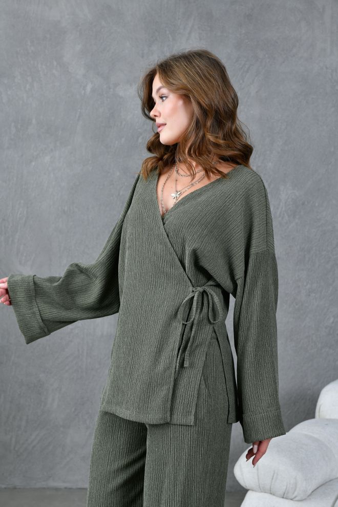 First Angels Khaki Crinkle Fabric Kimono 28174 Wholesale Clothing Dating