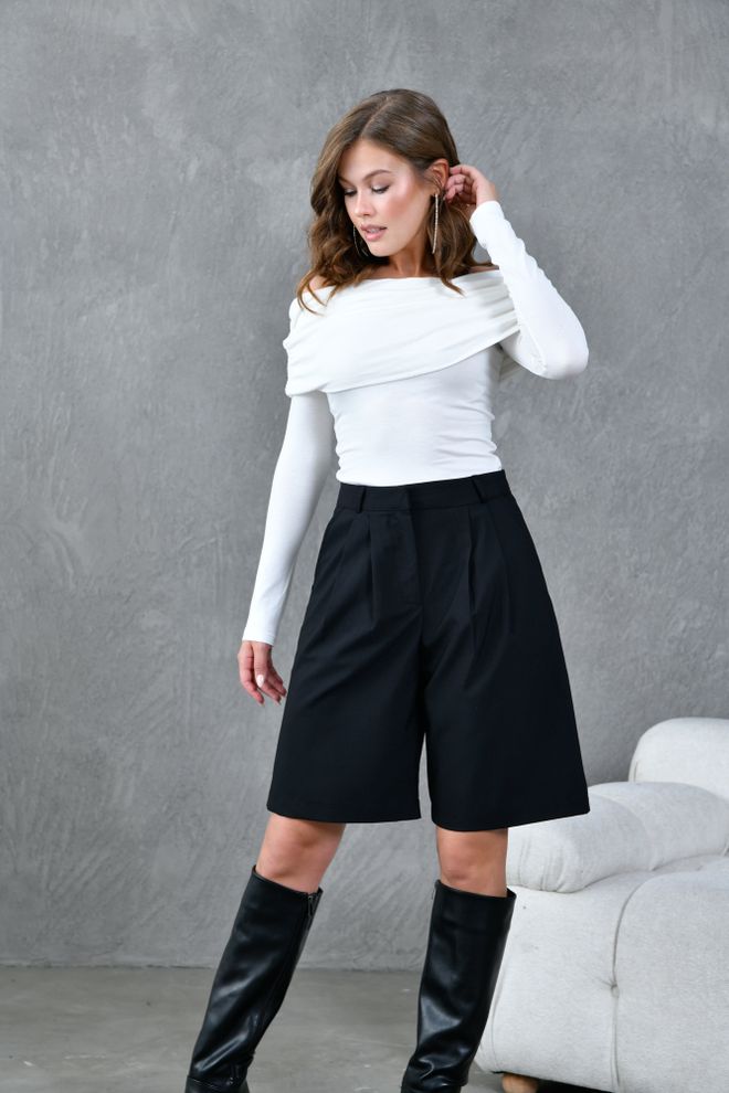 First Angels Bermuda Neri In Polyviscon Abbigliamento all'ingrosso Casuale