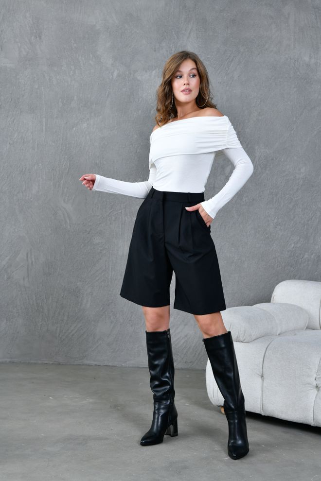 First Angels Black Polyviscose Bermuda Shorts Wholesale Clothing Birthday