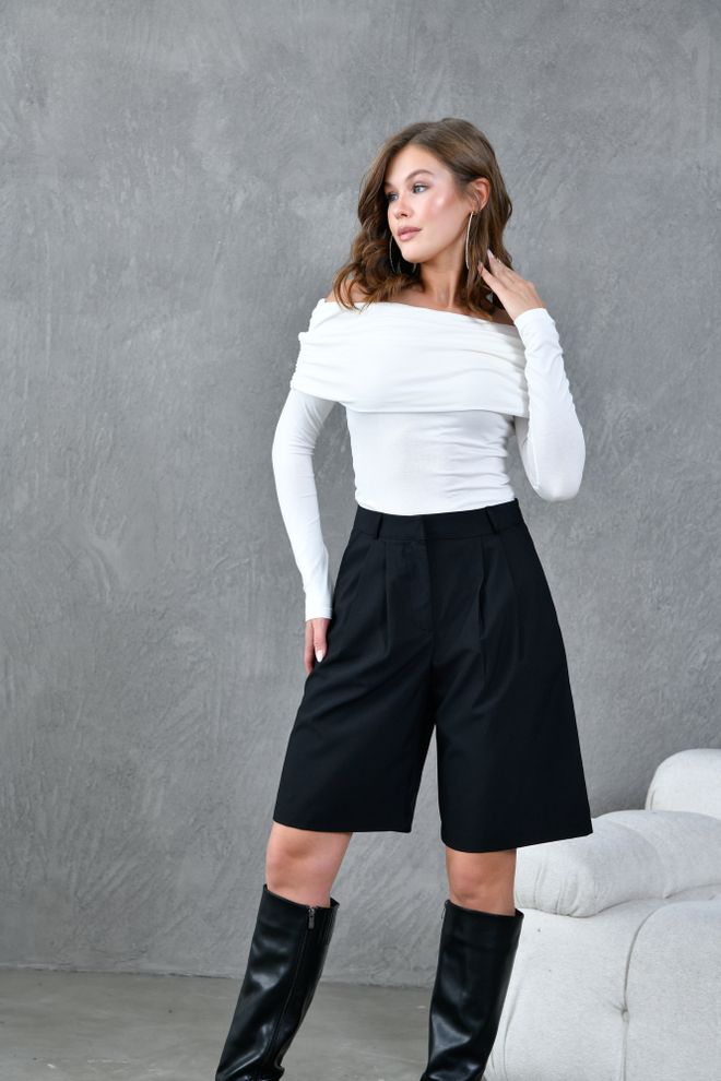 First Angels Black Polyviscose Bermuda Shorts Wholesale Clothing Viscose