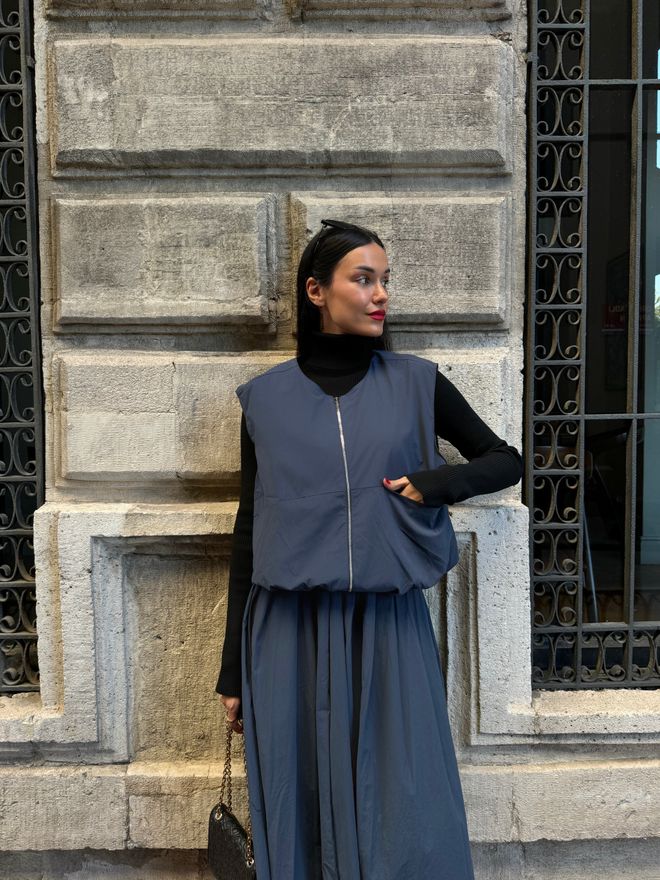 First Angels Γιλέκο Με Σχέδιο Μπαλόνι Navy Blue Parachute Fabric 28072 Χονδρικό εμπόριο ενδυμάτων Casual