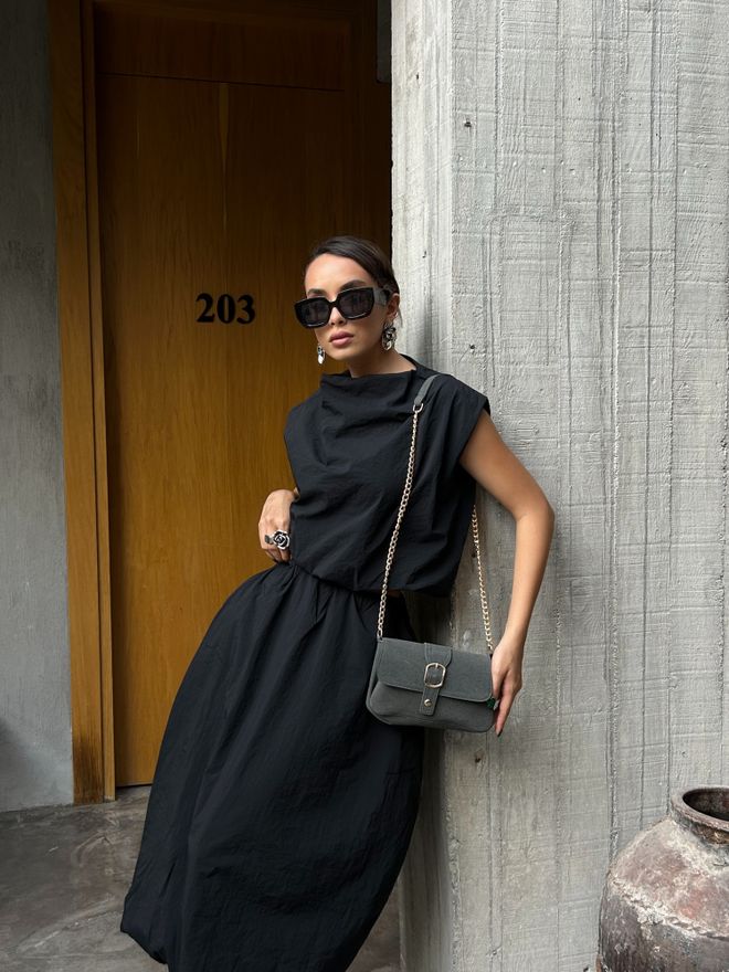 Umay Gonna Nera A line Midi Con Vita Media Infilabile Abbigliamento all'ingrosso Casuale
