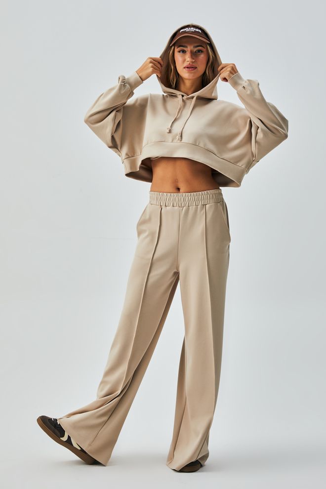 First Angels Set Felpa Con Cappuccio In Tessuto Modal Pietra E Pantaloni Con Elastico In Vita 28031 Abbigliamento all'ingrosso Sportivo