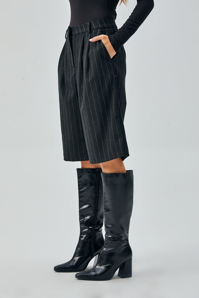 First Angels Black Wool Polyviscose Striped Bermuda Shorts 28237 Wholesale Clothing Birthday